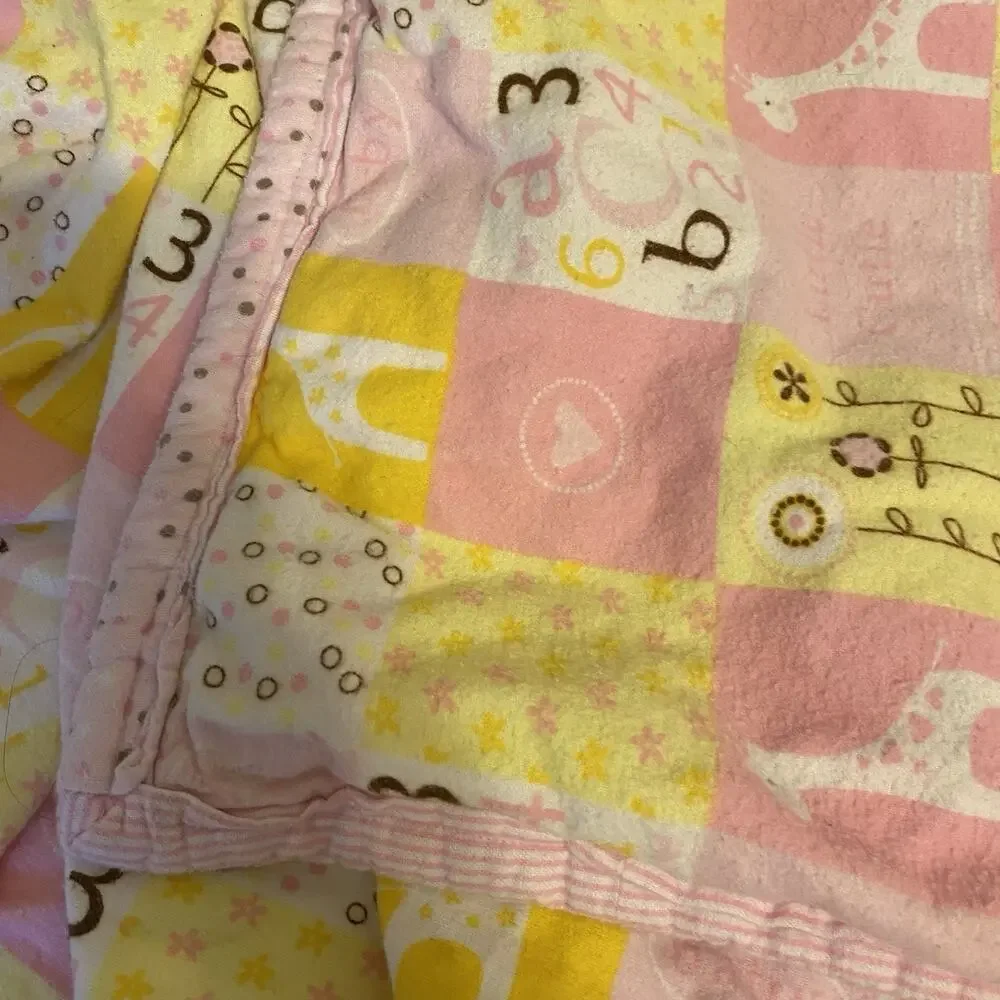 Vintage Cotton Baby Blanket Nursery Quilt Crib Comforter Real Love Animal Number